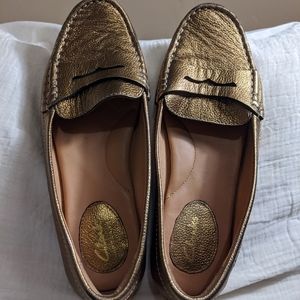Clarks Gold Loafers, Size 7